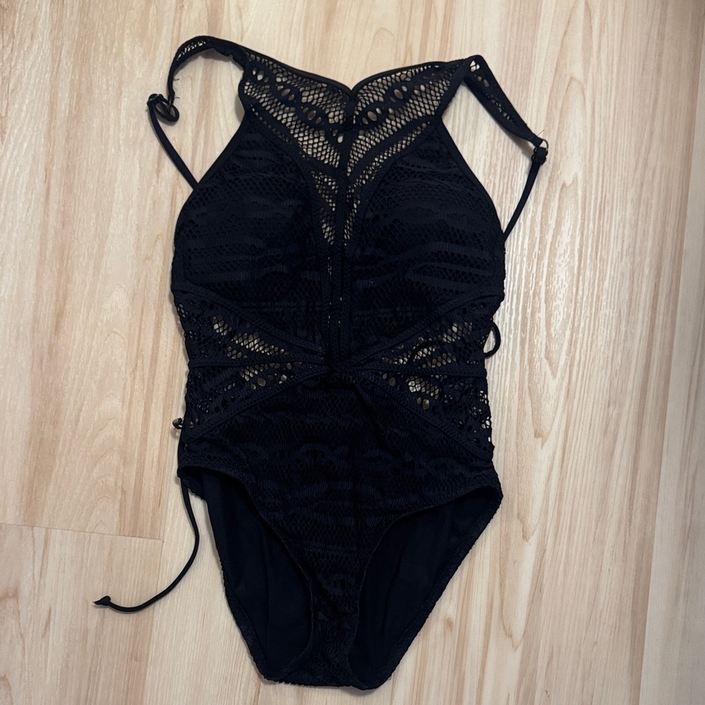 Black Lace One-Piece Swimsuit